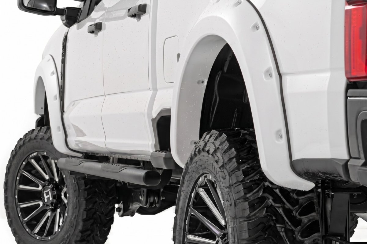 Ford F-250 Super Duty Fender Flares - Rough Country - Pocket - Oxford White - '23-'26